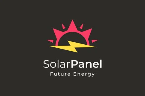 Solar panel energy logo with simple and modern shape for electricity manufact Stock Illustration