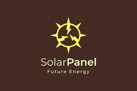 Solar panel energy logo with simple and modern shape for electricity manufact Stock Illustration