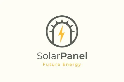Solar panel energy logo with simple and modern shape for electricity manufact Stock Illustration