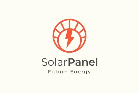 Solar panel energy logo with simple and modern shape for electricity manufact Stock Illustration
