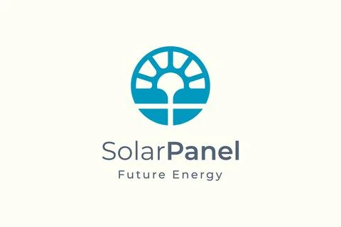 Solar panel energy logo with simple and modern shape for electricity manufact Stock Illustration