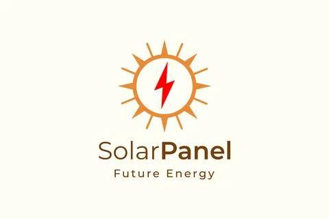 Solar panel energy logo with simple and modern shape for electricity manufact Stock Illustration