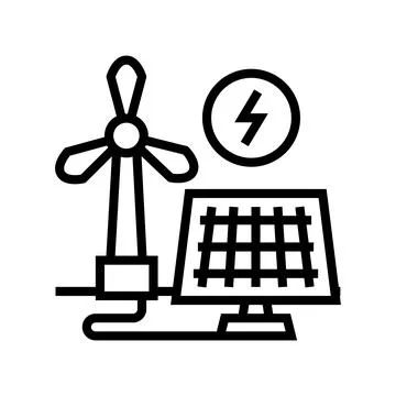 Solar panel energy saving line icon vector illustration Stock Illustration