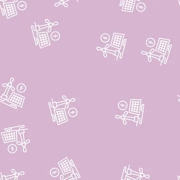 Solar panel energy saving line seamless pattern イラスト素材