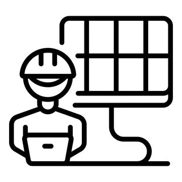 Solar panel engineer working with laptop for sustainable energy development Stock Illustration