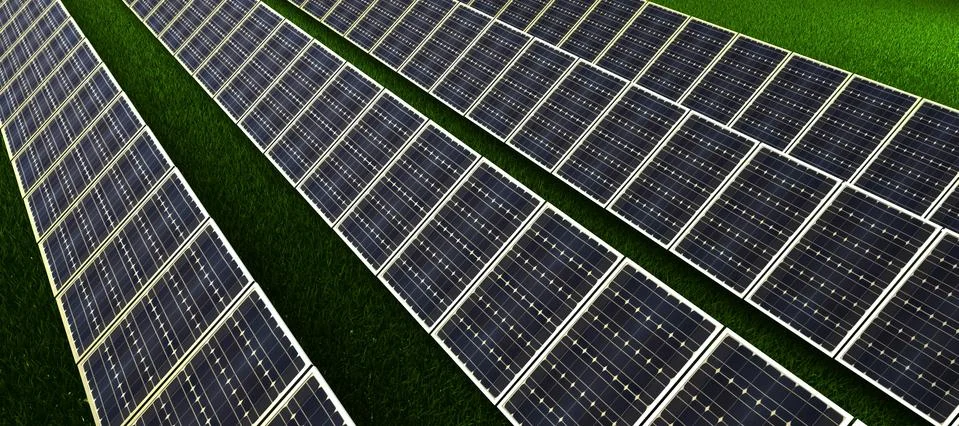 Solar panel, environmentally friendly energy from the sun. 3d Rendering Stock Illustration