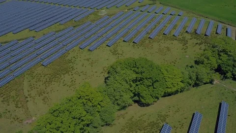 Solar panel farm - aerial view Stock Footage 77869021