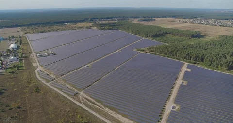 Solar panel farm Aerial view 4K Stock Footage 116189682