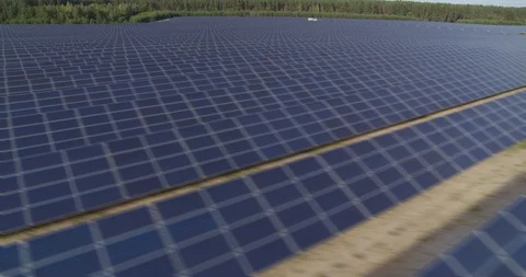 Solar panel farm Aerial view 4K Stock Footage 116200929