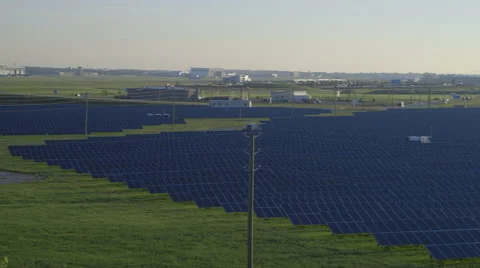 Solar Panel Farm at Airport Stock Footage 62407025