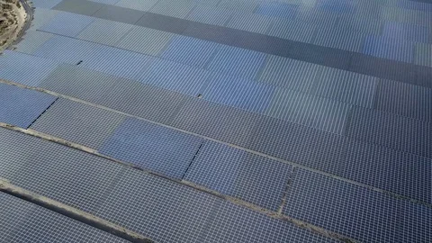 Solar panel farm, alternative green eco-friendly energy. drone point. Top view. Stock Footage 116274995