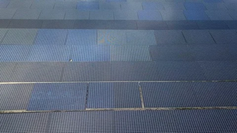 Solar panel farm, alternative green eco-friendly energy. drone point. Top view. Stock Footage 116275056