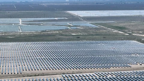 Solar Panel Farm Desert Drone Aerial Footage Stock Footage 335392998