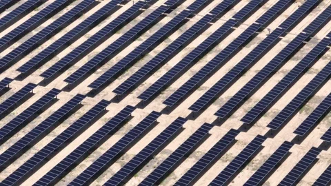 Solar Panel Farm Desert Drone Aerial Footage Stock Footage 335393382