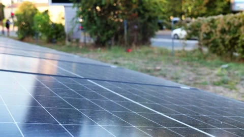 Solar panel farm producing renewable green energy Stock Footage 344966538