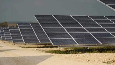 Solar Panel Farms Stock Footage 113320438