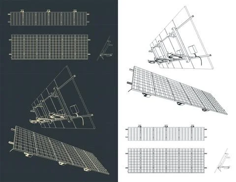 Solar panel with fasteners blueprints Stock-Illustration