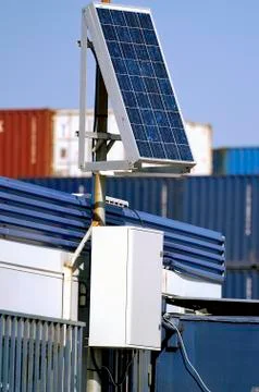 Solar panel to feed a small office Stock Photos