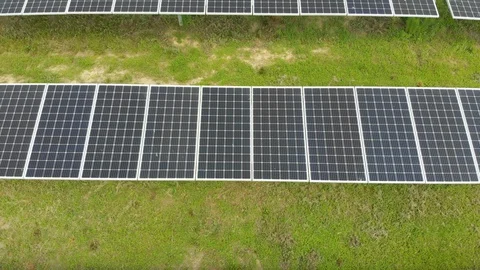 Solar Panel Field 4K Drone Stock Footage 129768374