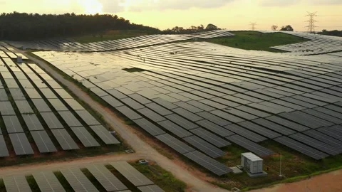 Solar Panel Field Aerial View Stock Footage 157897445