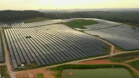 Solar Panel Field Aerial View Stock Footage 157898075
