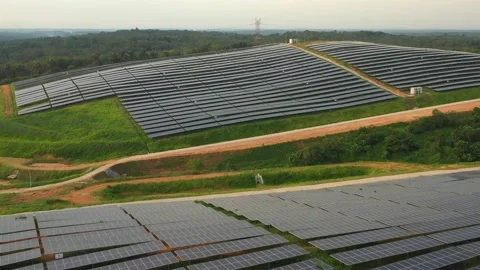 Solar Panel Field Aerial View Stock Footage 157898199
