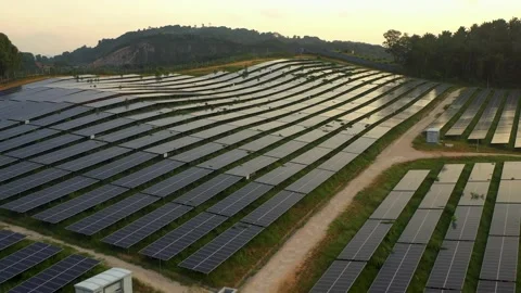 Solar Panel Field Aerial View Stock Footage 157898302
