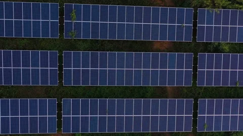 Solar Panel Field Aerial View Stock Footage 157899952