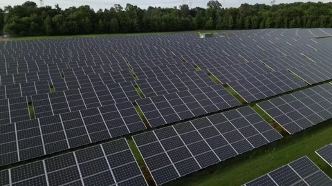Solar panel field aerial view. renewable energy. green  and clean energy Stock Footage 248122621