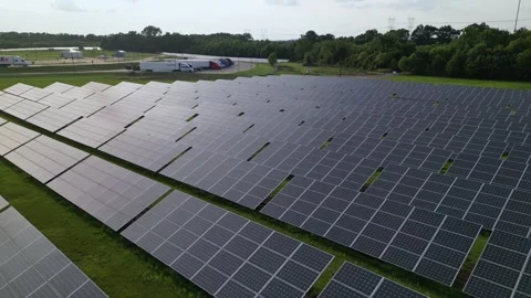 Solar panel field aerial view. renewable energy. green  and clean energy Stock Footage 248122640