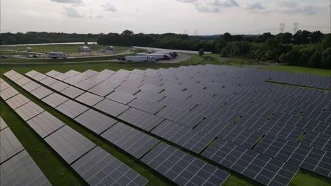Solar panel field aerial view. renewable energy. green  and clean energy Stock Footage 248122641