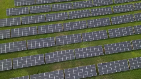 Solar panel field aerial view. renewable energy. green  and clean energy Stock Footage 248122646