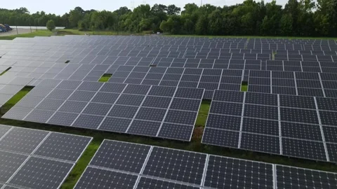 Solar panel field aerial view. renewable energy. green  and clean energy Stock Footage 248122657