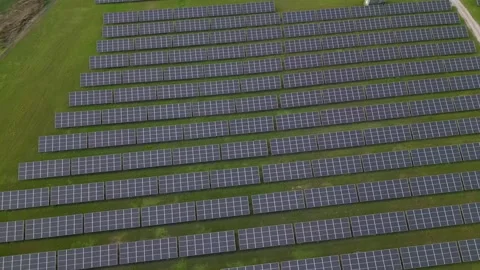 Solar panel field aerial view. renewable energy. green  and clean energy Stock Footage 248122661