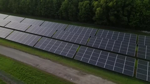 Solar panel field aerial view. renewable energy. green  and clean energy Stock Footage 248122679
