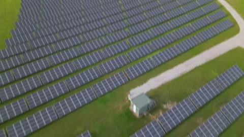 Solar panel field aerial view. renewable energy. green  and clean energy Stock Footage 248122690
