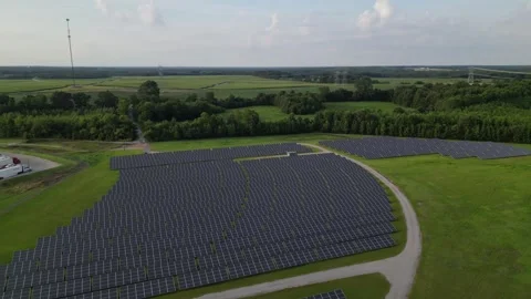Solar panel field aerial view. renewable energy. green  and clean energy Stock Footage 248122699