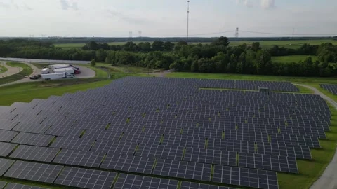 Solar panel field aerial view. renewable energy. green  and clean energy Stock Footage 248122718