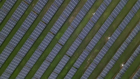 Solar panel field aerial view. renewable energy. green  and clean energy Stock Footage 248122728