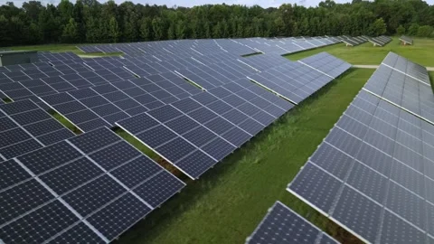 Solar panel field aerial view. renewable energy. green  and clean energy Stock Footage 248122772