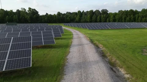 Solar panel field aerial view. renewable energy. green  and clean energy Stock Footage 248122784
