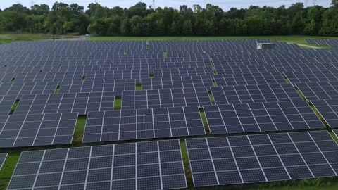 Solar panel field aerial view. renewable energy. green  and clean energy Stock Footage 248122873