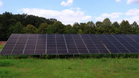 Solar panel field aerial view. renewable energy. green and clean energy Stock Footage 289144656