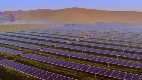 Solar Panel Field in Colorful Hillside 스톡 동영상 242297930