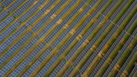 Solar Panel Field Drone Rotation Video stock 287738262