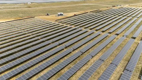 Solar panel field generating clean energy in Andalucia, Spain Stock Photos