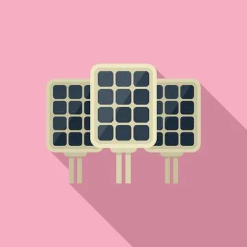 Solar panel field icon flat vector. Sunlight grid roof Stock Illustration