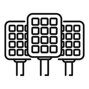 Solar panel field icon outline vector. Sunlight grid roof Stock Illustration