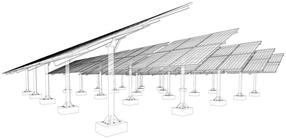 Solar Panel Field Illustrazione stock