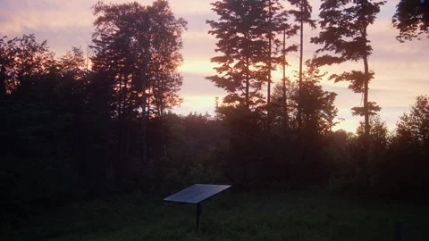 Solar Panel in a field at sunset Stock Footage 158309517